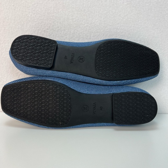 Vivaia Margot Walker 2.0 Square Toe V Cut Flats Denim Blue Ballet EU 40 US 9 - Picture 9 of 11